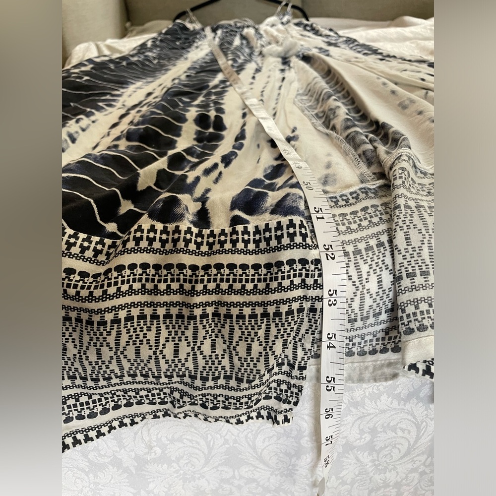 Venus Blue & White Large Tie Dye Maxi Dress Boho Side Slit Y2K Beach Resort - Picture 9 of 9